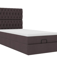 Ottoman-Bett mit Matratze & LEDs Dunkelbraun 90x190 cm Stoff