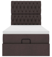 Ottoman-Bett mit Matratze & LEDs Dunkelbraun 90x190 cm Stoff