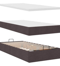 Ottoman-Bett mit Matratze & LEDs Dunkelbraun 90x190 cm Stoff