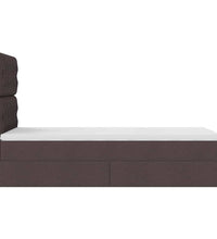 Ottoman-Bett mit Matratze & LEDs Dunkelbraun 90x190 cm Stoff