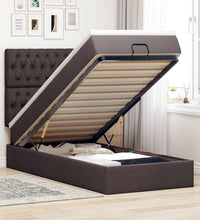 Ottoman-Bett mit Matratze & LEDs Dunkelbraun 90x190 cm Stoff