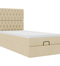 Ottoman-Bett mit Matratze & LEDs Creme 90x190 cm Stoff