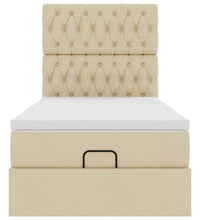 Ottoman-Bett mit Matratze & LEDs Creme 90x190 cm Stoff
