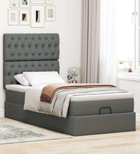 Ottomane Bett mit Matratze & LEDs Dunkelgrau 90x200 cm Stoff