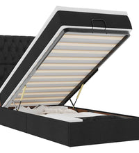 Ottoman-Bett mit Matratze & LEDs Schwarz 90x200 cm Stoff