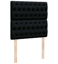 Ottoman-Bett mit Matratze & LEDs Schwarz 90x200 cm Stoff