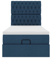 Ottomane Bett mit Matratze & LEDs Blau 90x200 cm Stoff