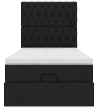 Ottoman-Bett mit Matratze & LEDs Schwarz 100x200 cm Stoff