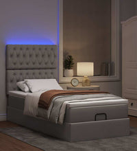 Ottoman-Bett mit Matratze & LEDs Taupe 100x200 cm Stoff
