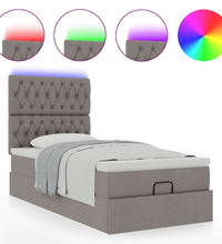 Ottoman-Bett mit Matratze & LEDs Taupe 100x200 cm Stoff