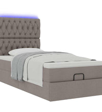 Ottoman-Bett mit Matratze & LEDs Taupe 100x200 cm Stoff