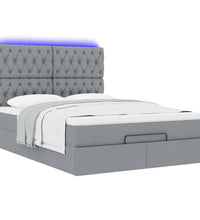 Ottoman-Bett mit Matratze & LEDs Hellgrau 140x200 cm Stoff