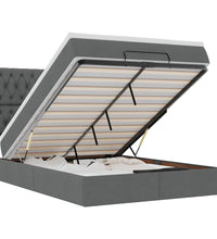 Ottoman-Bett mit Matratze & LEDs Dunkelgrau 140x200 cm Stoff