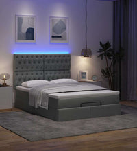 Ottoman-Bett mit Matratze & LEDs Dunkelgrau 140x200 cm Stoff