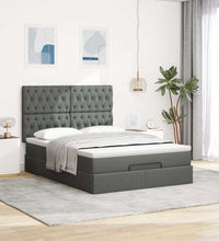 Ottoman-Bett mit Matratze & LEDs Dunkelgrau 140x200 cm Stoff
