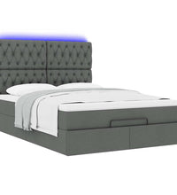 Ottoman-Bett mit Matratze & LEDs Dunkelgrau 140x200 cm Stoff
