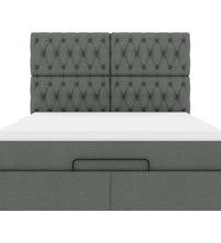 Ottoman-Bett mit Matratze & LEDs Dunkelgrau 140x200 cm Stoff