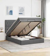 Ottoman-Bett mit Matratze & LEDs Dunkelgrau 140x200 cm Stoff