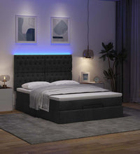Ottoman-Bett mit Matratze & LEDs Schwarz 140x200 cm Stoff