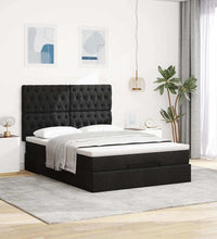 Ottoman-Bett mit Matratze & LEDs Schwarz 140x200 cm Stoff