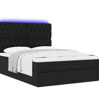 Ottoman-Bett mit Matratze & LEDs Schwarz 140x200 cm Stoff