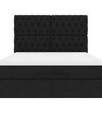 Ottoman-Bett mit Matratze & LEDs Schwarz 140x200 cm Stoff