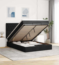 Ottoman-Bett mit Matratze & LEDs Schwarz 140x200 cm Stoff