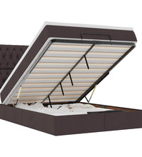 Ottoman-Bett mit Matratze & LEDs Dunkelbraun 140x200 cm Stoff