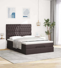 Ottoman-Bett mit Matratze & LEDs Dunkelbraun 140x200 cm Stoff