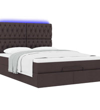 Ottoman-Bett mit Matratze & LEDs Dunkelbraun 140x200 cm Stoff