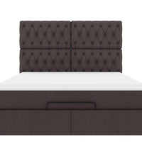 Ottoman-Bett mit Matratze & LEDs Dunkelbraun 140x200 cm Stoff
