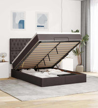 Ottoman-Bett mit Matratze & LEDs Dunkelbraun 140x200 cm Stoff