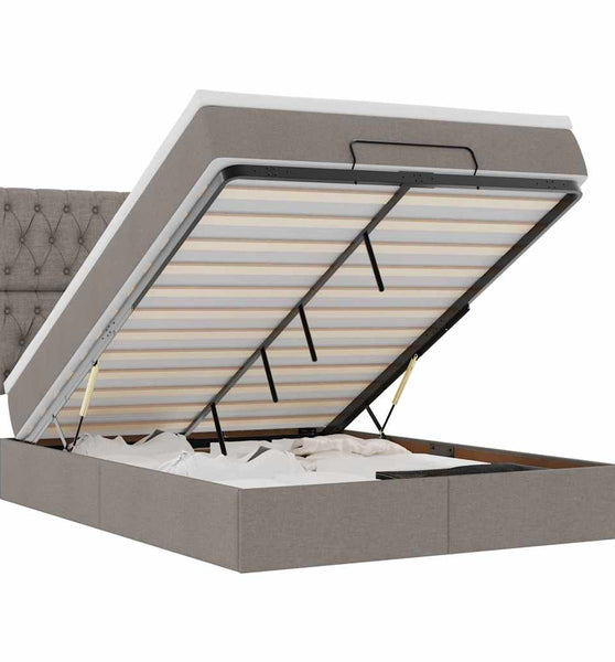 Ottoman-Bett mit Matratze & LEDs Taupe 140x200 cm Stoff