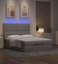 Ottoman-Bett mit Matratze & LEDs Taupe 140x200 cm Stoff