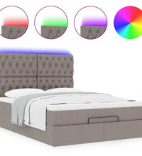 Ottoman-Bett mit Matratze & LEDs Taupe 140x200 cm Stoff