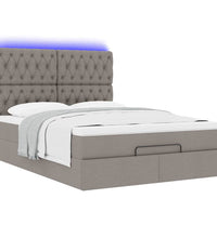 Ottoman-Bett mit Matratze & LEDs Taupe 140x200 cm Stoff