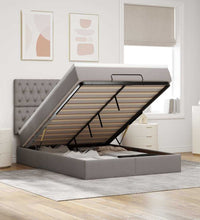 Ottoman-Bett mit Matratze & LEDs Taupe 140x200 cm Stoff