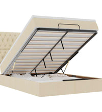 Ottoman-Bett mit Matratze & LEDs Creme 140x200 cm Stoff