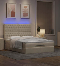Ottoman-Bett mit Matratze & LEDs Creme 140x200 cm Stoff