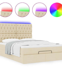 Ottoman-Bett mit Matratze & LEDs Creme 140x200 cm Stoff