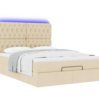 Ottoman-Bett mit Matratze & LEDs Creme 140x200 cm Stoff