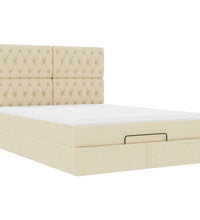 Ottoman-Bett mit Matratze & LEDs Creme 140x200 cm Stoff