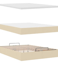 Ottoman-Bett mit Matratze & LEDs Creme 140x200 cm Stoff