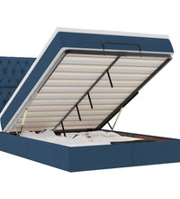 Ottoman-Bett mit Matratze & LEDs Blau 140x200 cm Stoff