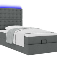 Ottomane Bett mit Matratze & LEDs Dunkelgrau 80x200 cm Stoff