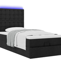 Ottomane Bett mit Matratze & LEDs Schwarz 80x200 cm Stoff