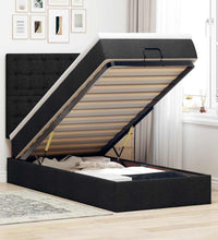 Ottomane Bett mit Matratze & LEDs Schwarz 80x200 cm Stoff