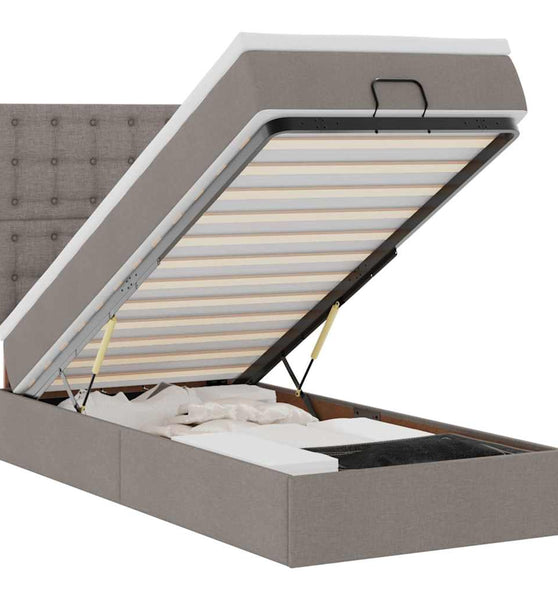 Ottoman-Bett mit Matratze & LEDs Taupe 80x200 cm Stoff