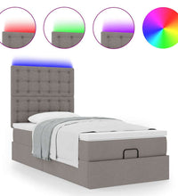 Ottoman-Bett mit Matratze & LEDs Taupe 80x200 cm Stoff