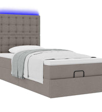 Ottoman-Bett mit Matratze & LEDs Taupe 80x200 cm Stoff